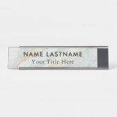 Minimalistische Grijs Wit Marmer Custom Bureau Naambordje (Voorkant)