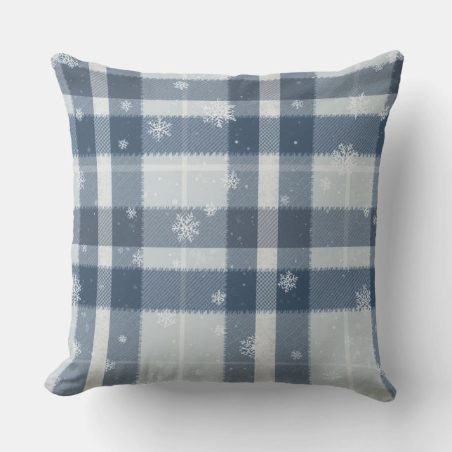 Minimalistische grijze en zilveren sneeuwvlokkenru kussen (Voorkant)