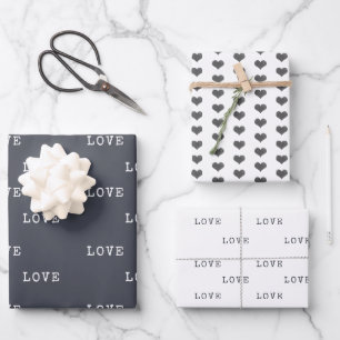 Minimalistische grijze harten Moderne Liefde Valen Inpakpapier Vel
