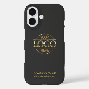 Minimalistische grijze promotionele bedrijfslogo iPhone 16 hoesje