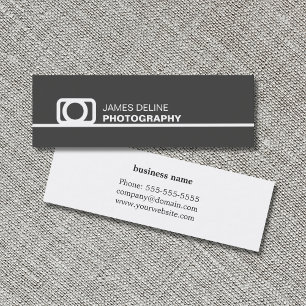 Minimalistische grijze witte lijn pictogramfotogra mini visitekaartje