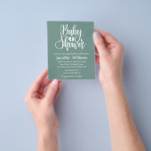 Minimalistische Groen Wit baby shower Uitnodiging Flyer (Hand)