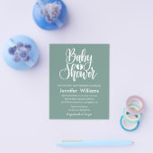 Minimalistische Groen Wit baby shower Uitnodiging Flyer (Enkel)