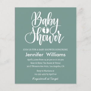 Minimalistische Groen Wit baby shower Uitnodiging Flyer
