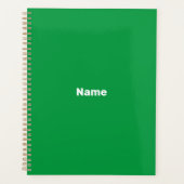 Minimalistische groene aangepaste naam tekst monog planner (Voorkant)