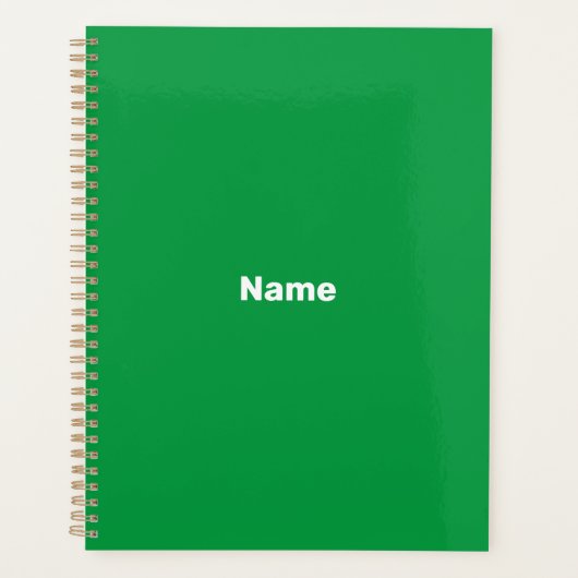 Minimalistische groene aangepaste naam tekst monog planner (Voorkant)