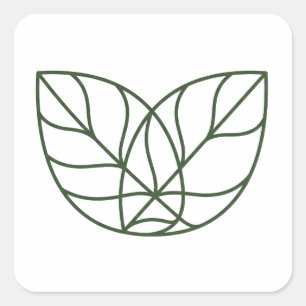 Minimalistische groene bladlijn kunst vierkante sticker