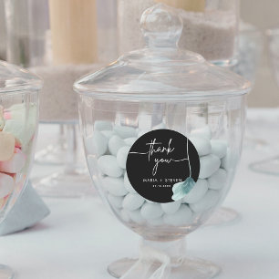 Minimalistische groene bloem dank u bruiloft ronde sticker