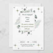 Minimalistische groene bloemen Verloving uitnodigi Kaart (Voorkant)