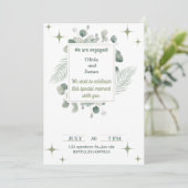 Minimalistische groene bloemen Verloving uitnodigi Kaart (Staand voorkant)