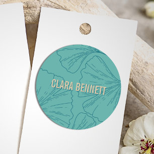 Minimalistische groene bloemige elegante botanisch ronde sticker