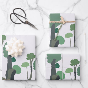 minimalistische groene boom inpakpapier vel