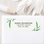 Minimalistische groene botanische bladeren op wit etiket (Insitu)