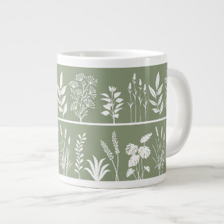 Minimalistische groene botanische silhouet streep extra grote beker