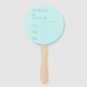 Minimalistische groene bruiloft hand fans handwaaier (Achterkant)