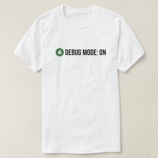Minimalistische groene bug Debug-modus AAN Codeerh T-shirt (Design voorkant)