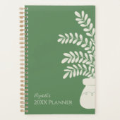 Minimalistische groene en gele bloemplanner planner (Voorkant)