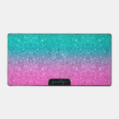 Minimalistische groene en roze glittergradiënt bureaumat (Voorkant)
