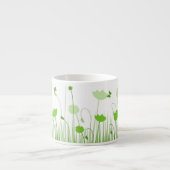 Minimalistische groene en witte klaprozen Meadow F Espresso Kop (Voorkant)