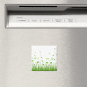 Minimalistische groene en witte klaprozen Meadow F Magneet (Insitu (Vaatwasser))