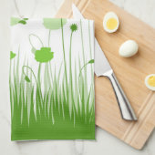 Minimalistische groene en witte klaprozen Meadow F Theedoek (Quarter Fold)
