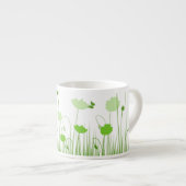 Minimalistische groene en witte klaprozen weide bl espresso kop (Voorkant rechts)