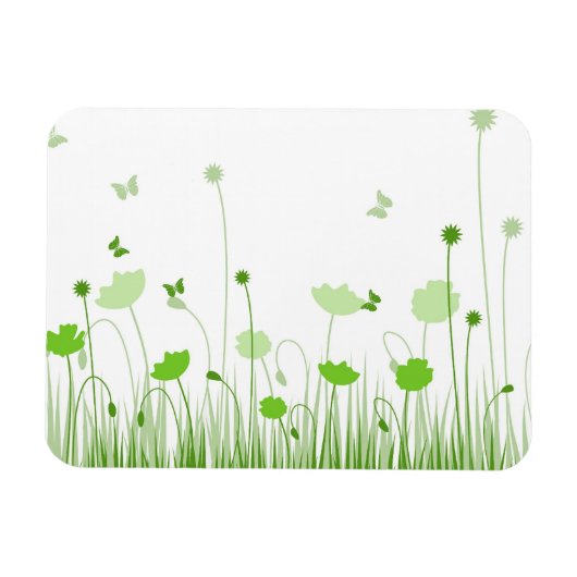 Minimalistische groene en witte klaprozen weide bl magneet (Horizontaal)