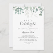 Minimalistische groene eucalyptus vier het feest kaart (Voorkant)