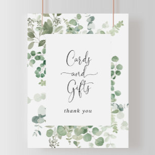 Minimalistische groene eucalyptuskaarten en -cadea poster
