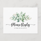 Minimalistische Groene Eucalyptusmenu Keuze RSVP Briefkaart (Voorkant)