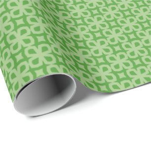Minimalistische groene geometrische klavertjevier cadeaupapier
