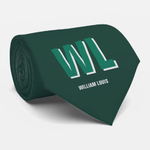 Minimalistische groene gepersonaliseerde monogram stropdas