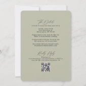 Minimalistische groene salie All One RSVP QR Code  Kaart (Achterkant)
