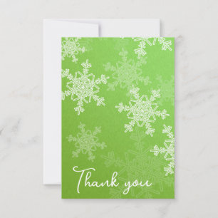 Minimalistische groene sneeuwvlokken babyshower da bedankkaart