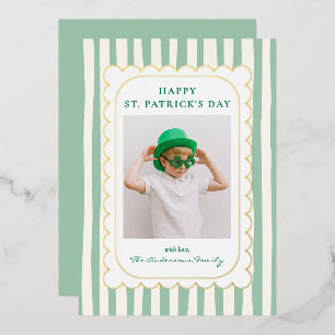 Minimalistische groene strepen St. Patrick's Day-f Folie Feestdagenkaart