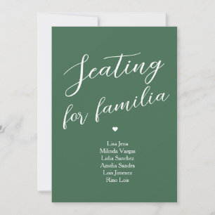 Minimalistische groene tafelzitplaatsen familie kaart