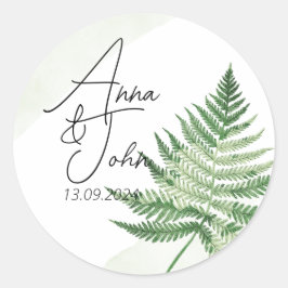 Minimalistische groene varen ronde sticker