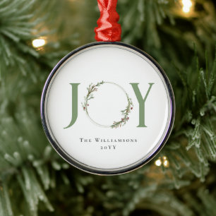Minimalistische groene Waterverf krans Joy Christm Metalen Ornament