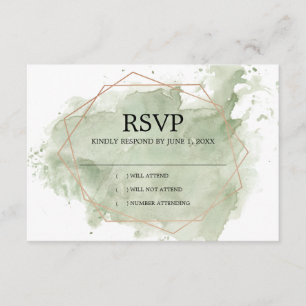 Minimalistische Groene Waterverf RSVP-kaart RSVP Kaartje
