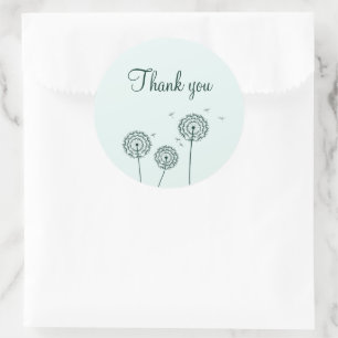 Minimalistische groene witte paardenbloem Bedankt Ronde Sticker