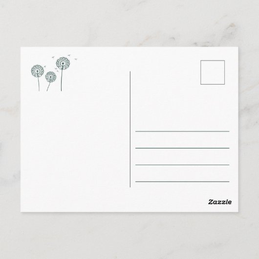 Minimalistische groene witte paardenbloem dank u briefkaart (Achterkant)