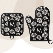 Minimalistische Groovy Zwarte en Witte Madeliefjes