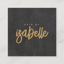 Minimalistische Hair Stylist Gold Script Zwart Vierkante Visitekaartje