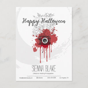 Minimalistische Halloween-fotograafgroeten Briefkaart