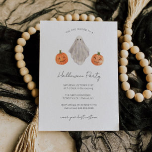 Minimalistische Halloween Party Uitnodiging Ghost