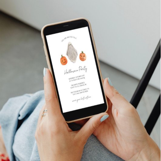 Minimalistische Halloween Party Uitnodiging Ghost