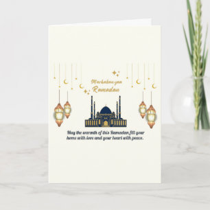 Minimalistische Halvemaan Ramadan Zegeningen Kaart