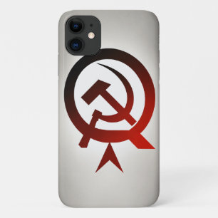 Minimalistische hamer en sikkel - Zwart en wit iPhone 11 Hoesje