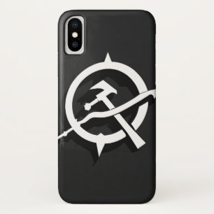Minimalistische hamer en sikkel - Zwart en wit iPhone X Hoesje