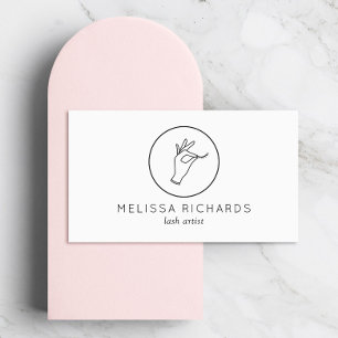 Minimalistische hand en wimpers Logo make-up artie Visitekaartje